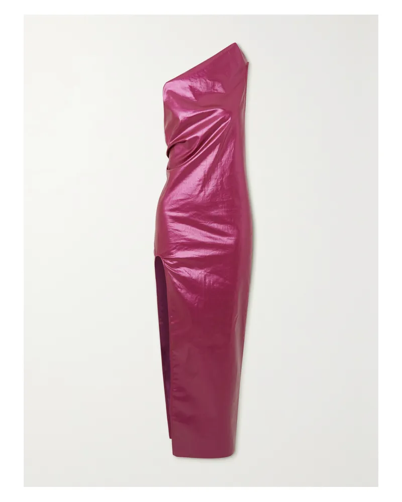 Rick Owens Asymmetrisches Maxikleid Aus Einer Beschichteten Baumwollmischung - Pink Pink