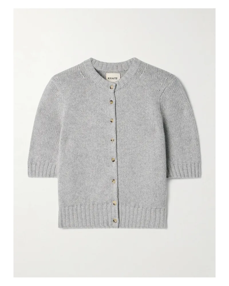 KHAITE Nora Cropped Cashmere Cardigan - Gray Gray