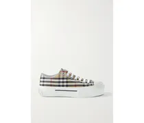Checked Canvas Sneakers - Neutrals