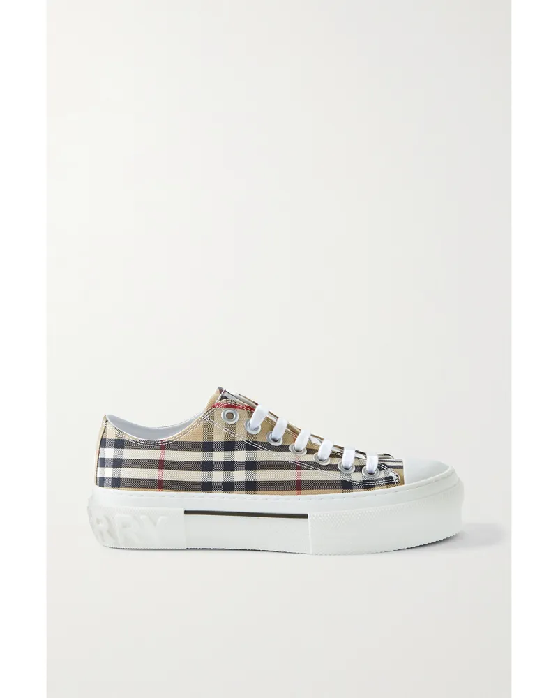Burberry Checked Canvas Sneakers - Neutrals Neutrals