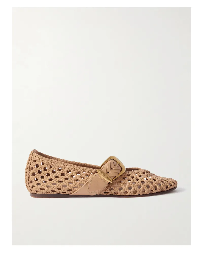 Zimmermann Alchemy Woven Leather Mary Jane Ballet Flats - Neutrals Neutrals