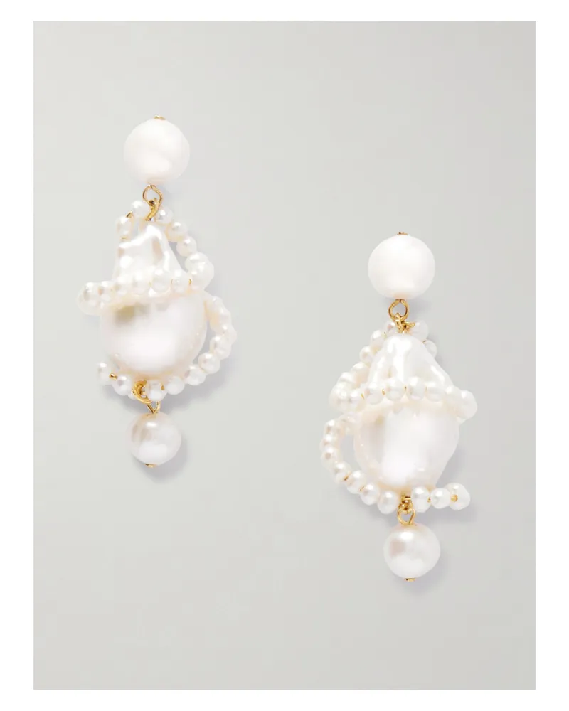 Completedworks Carvings Ohrringe Aus Recyceltem Gold-vermeil Mit Perlen Gold