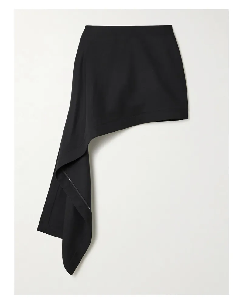 Loewe Asymmetrischer Minirock Aus Woll-twill - Schwarz Schwarz