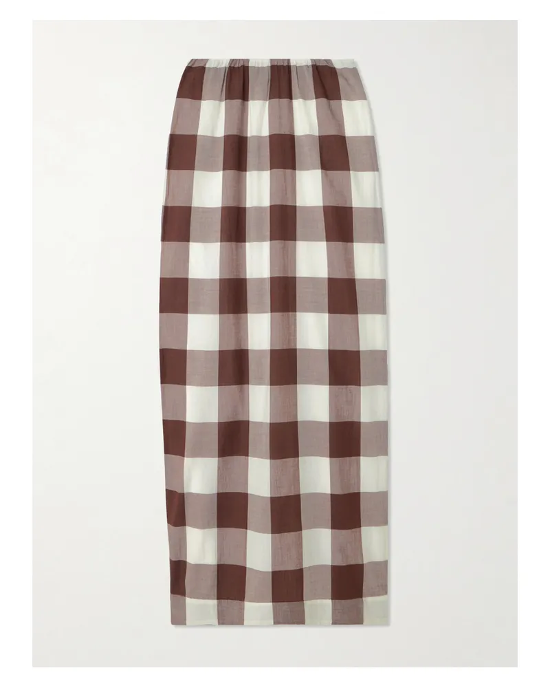 Posse Mira Maxirock Aus Baumwoll-voile Mit Gingham-karo - Braun Braun