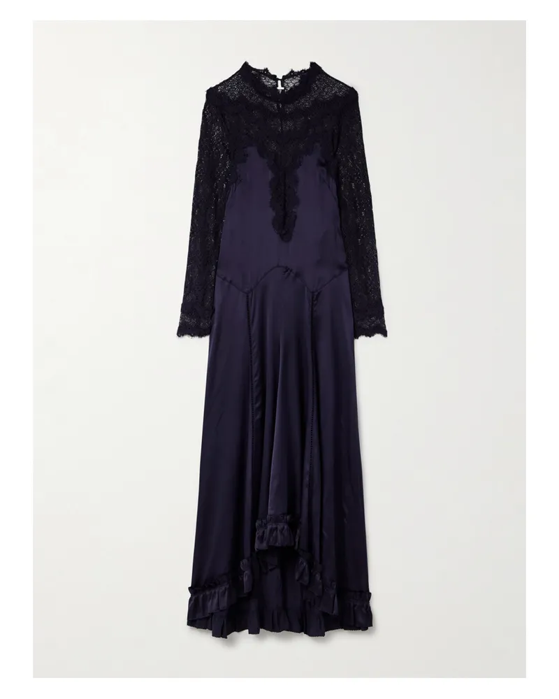 Isabel Marant Dolores Maxikleid Aus Satin Aus Einer Seidenmischung Mit Einsätzen Aus Schnurgebundener Spitze - Schwarz Schwarz