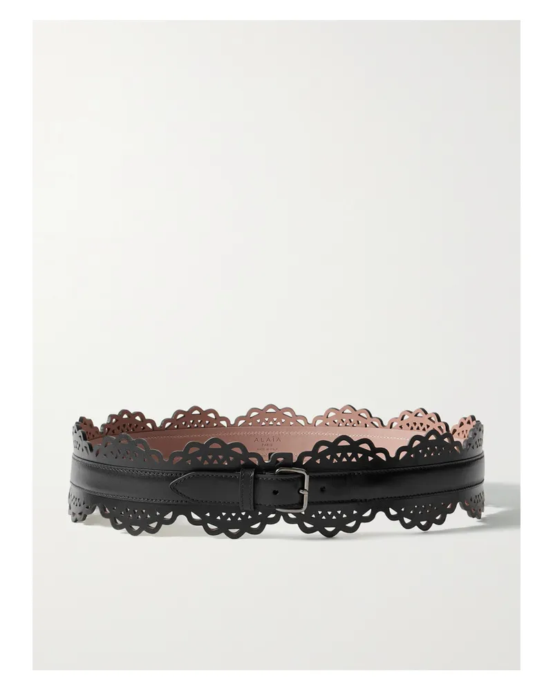 Alaïa Laser-cut Leather Belt - Black Black