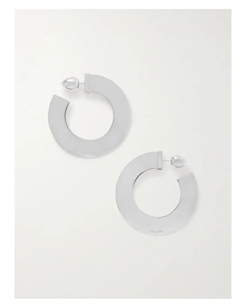 Alaïa Silberfarbene Creolen Silber
