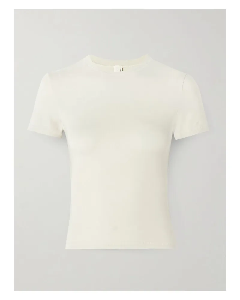 SKIMS Cotton Jersey T-shirt – Bone – T-shirt Aus Stretch-baumwoll-jersey - Creme Creme
