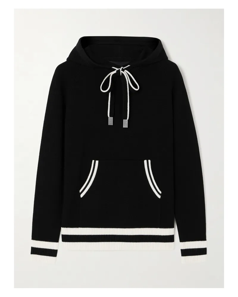 Perfect Moment Hayley Zweifarbiger Hoodie Aus Merinowolle - Schwarz Schwarz