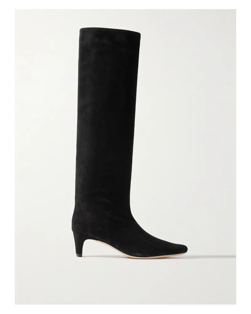 STAUD Wally Suede Knee Boots - Black Black