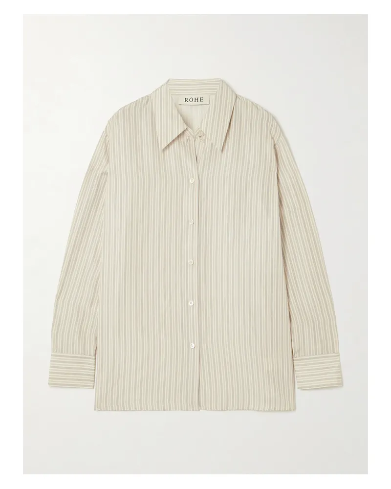 Róhe Oversized-hemd Aus Gestreifter Seide - Creme Creme