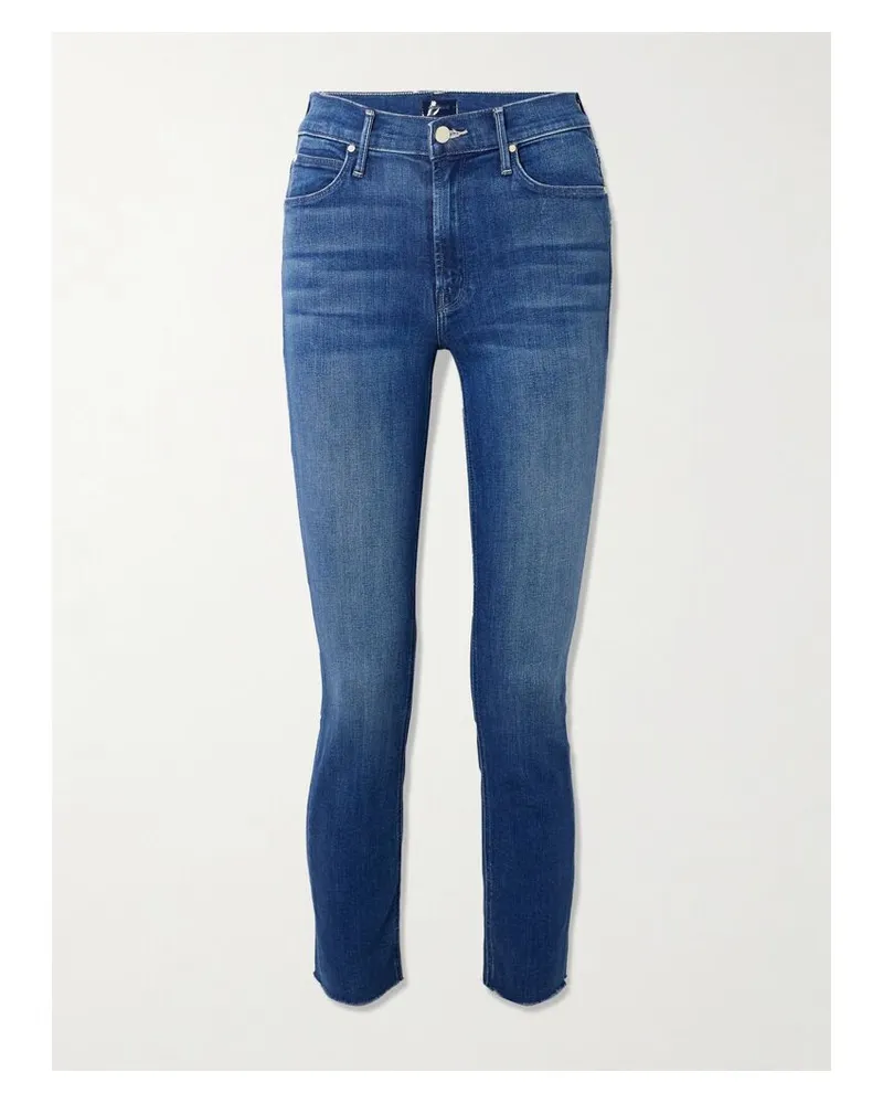 Mother The Dazzler Ankle Halbhohe Jeans Mit Schmalem Bein Und Fransen - Blau Blau