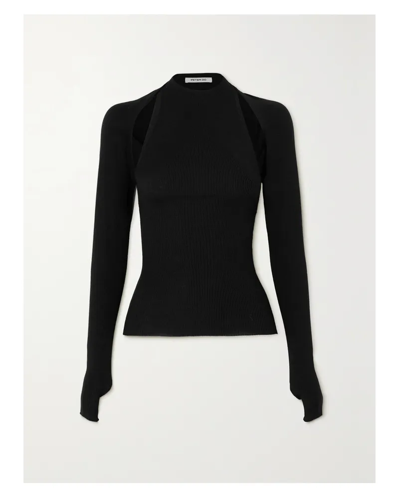 Peter Do Wandelbares Neckholder-oberteil Aus Einer Merinowoll-seidenmischung - Schwarz Schwarz