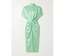 Kleid Aus Satin Mit Stehkragen Und Twist-detail - Grün