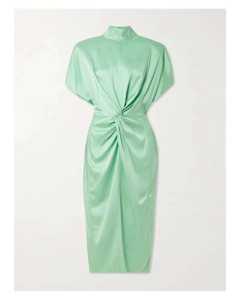 Stella McCartney Kleid Aus Satin Mit Stehkragen Und Twist-detail - Grün Grün