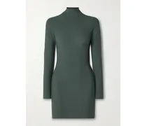 Soft Lounge Turtleneck Mini Dress – Deep Sea – Minikleid Aus Stretch-model Mit Stehkragen - Grün