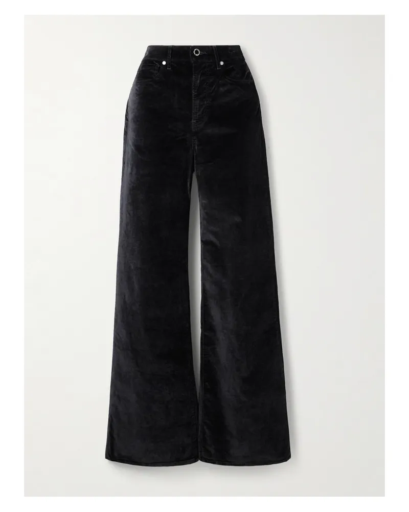 Veronica Beard Taylor Cotton-blend Velvet Wide-leg Pants - Black Black