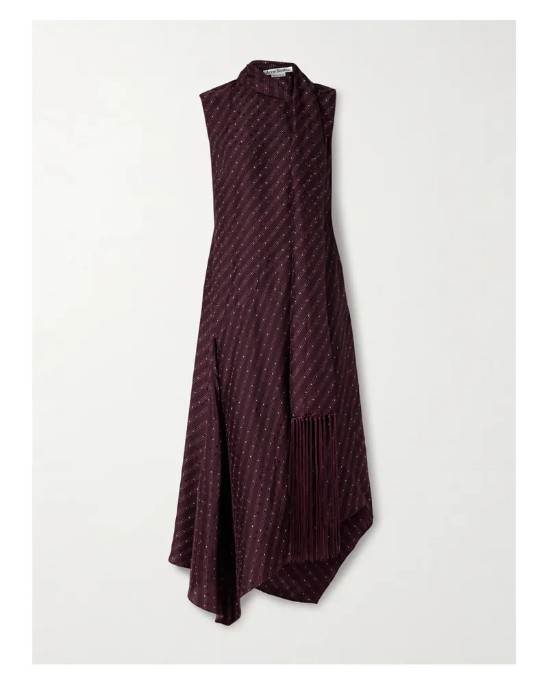 Acne Studios Midikleid Aus Satin Mit Fransen - Burgunder Burgunder