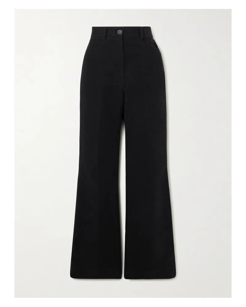 Totême Schlaghose Aus Biobaumwoll-moleskin - Schwarz Schwarz