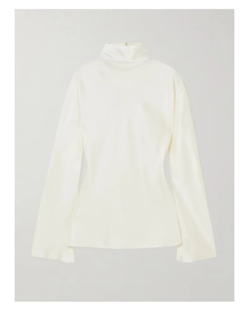 Róhe Draped Satin Turtleneck Top - Neutrals Neutrals