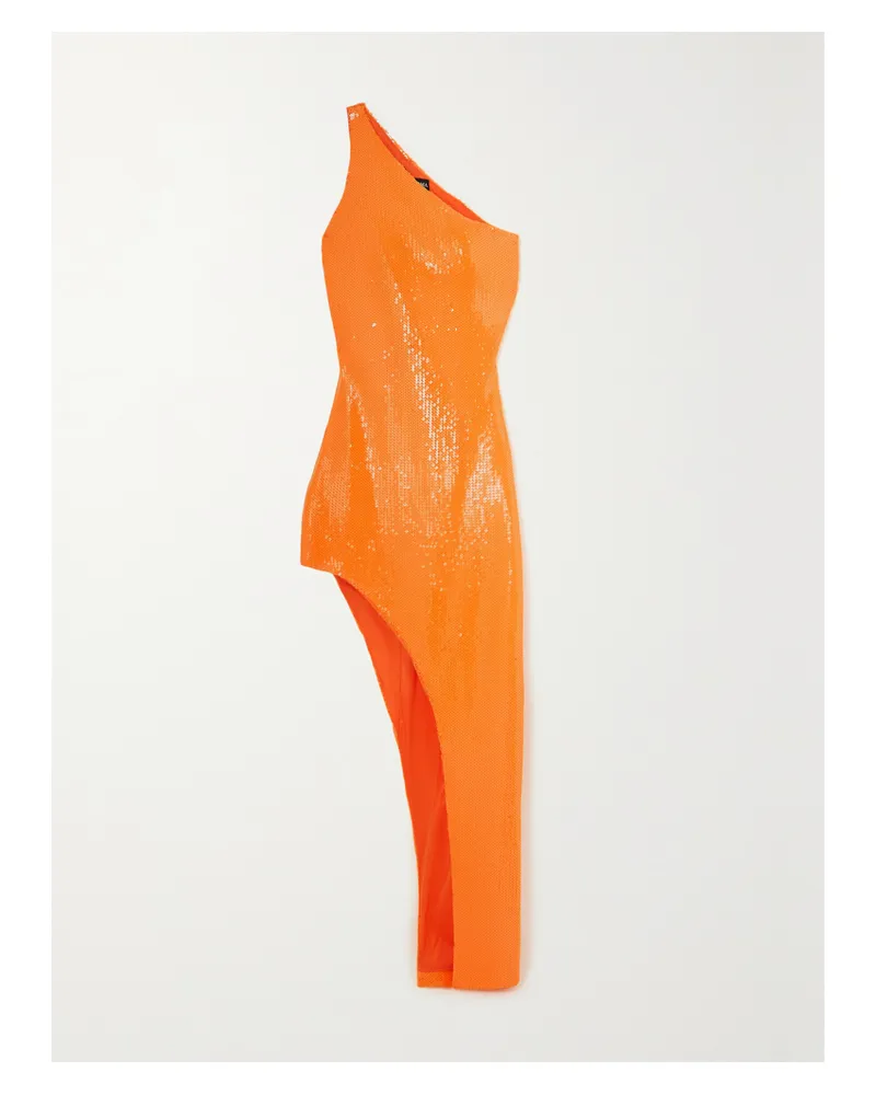 David Koma Asymmetrisches Midikleid Aus Crêpe Mit Pailetten - Orange Orange