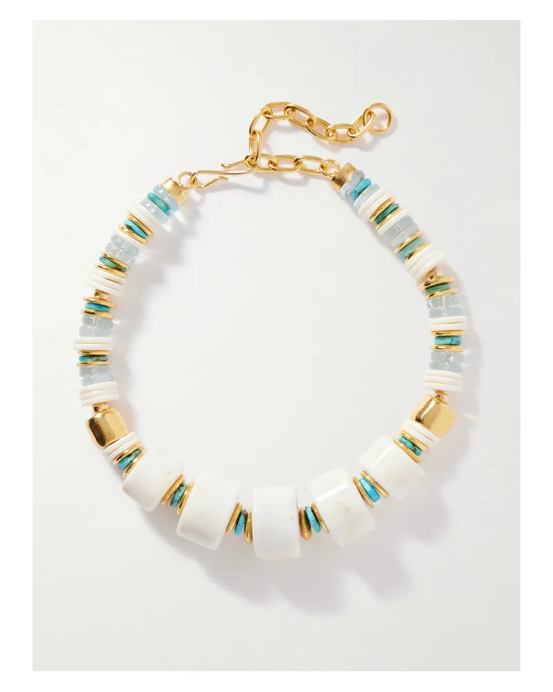 Lizzie Fortunato Granada Kette Mit Knochen, Türkisen Und Vergoldeten Details - Weiß Weiß