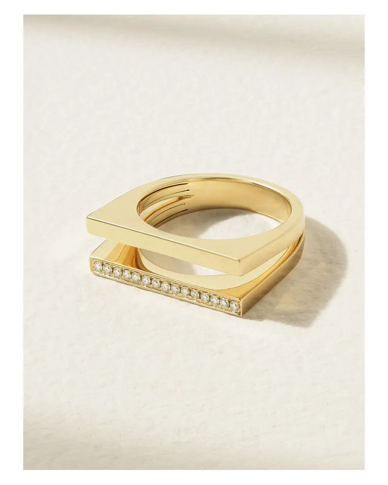 MIZUKI Double Bar Ring Aus 14 Karat Gold Mit Diamanten Gold