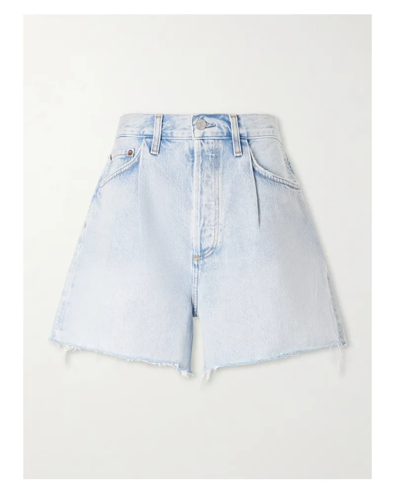 AGOLDE Rhoda Frayed Organic Denim Shorts - Blue Blue