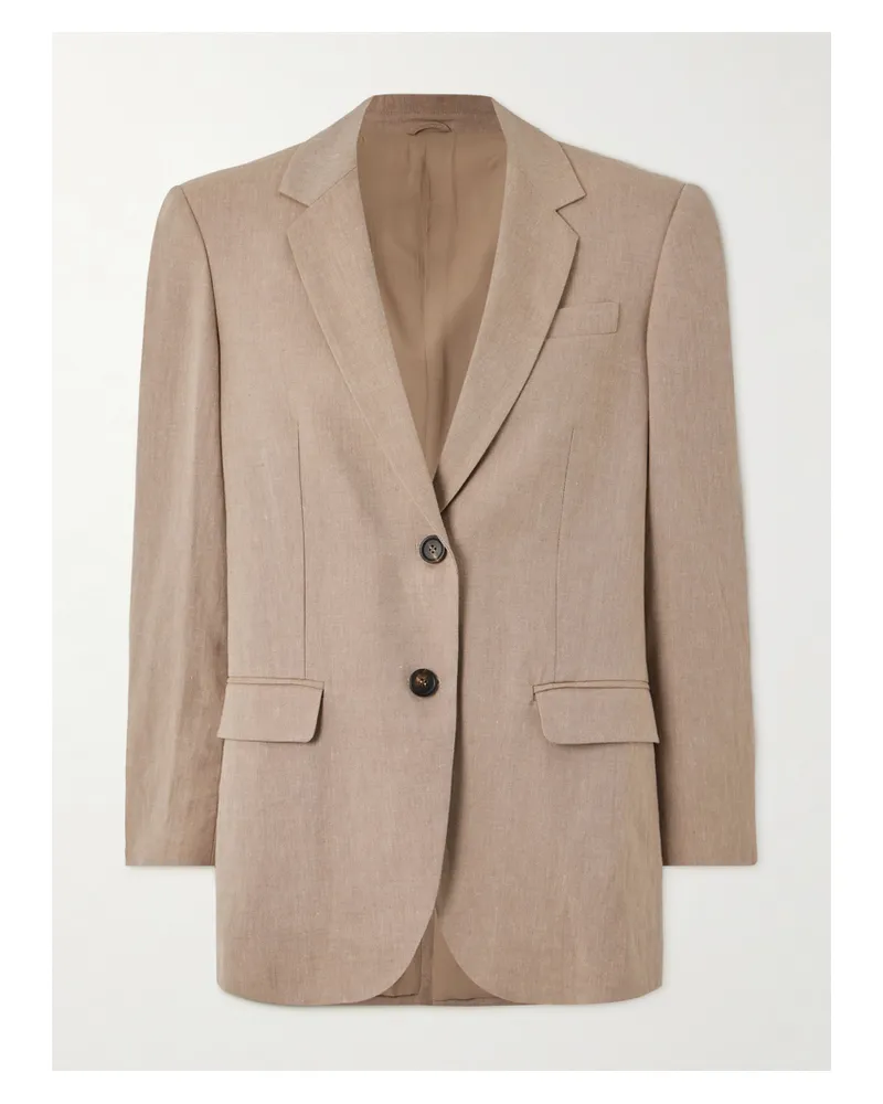 Brunello Cucinelli Blazer Aus Einer Leinen-wollmischung - Braun Braun