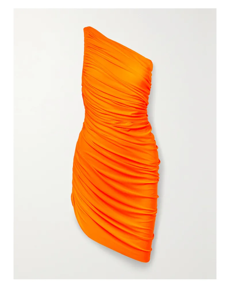 Norma Kamali Diana Asymmetrisches Kleid Aus Stretch-jersey Mit Raffungen - Orange Orange