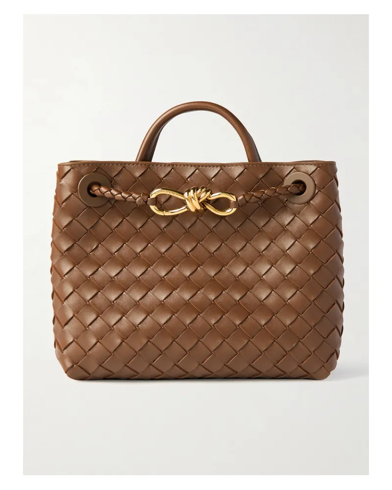Bottega Veneta Andiamo Small Intrecciato Leather Tote - Brown Brown