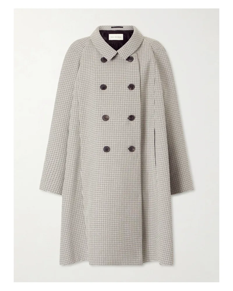Dries van Noten Double-breasted Checked Woven Coat - Gray Gray