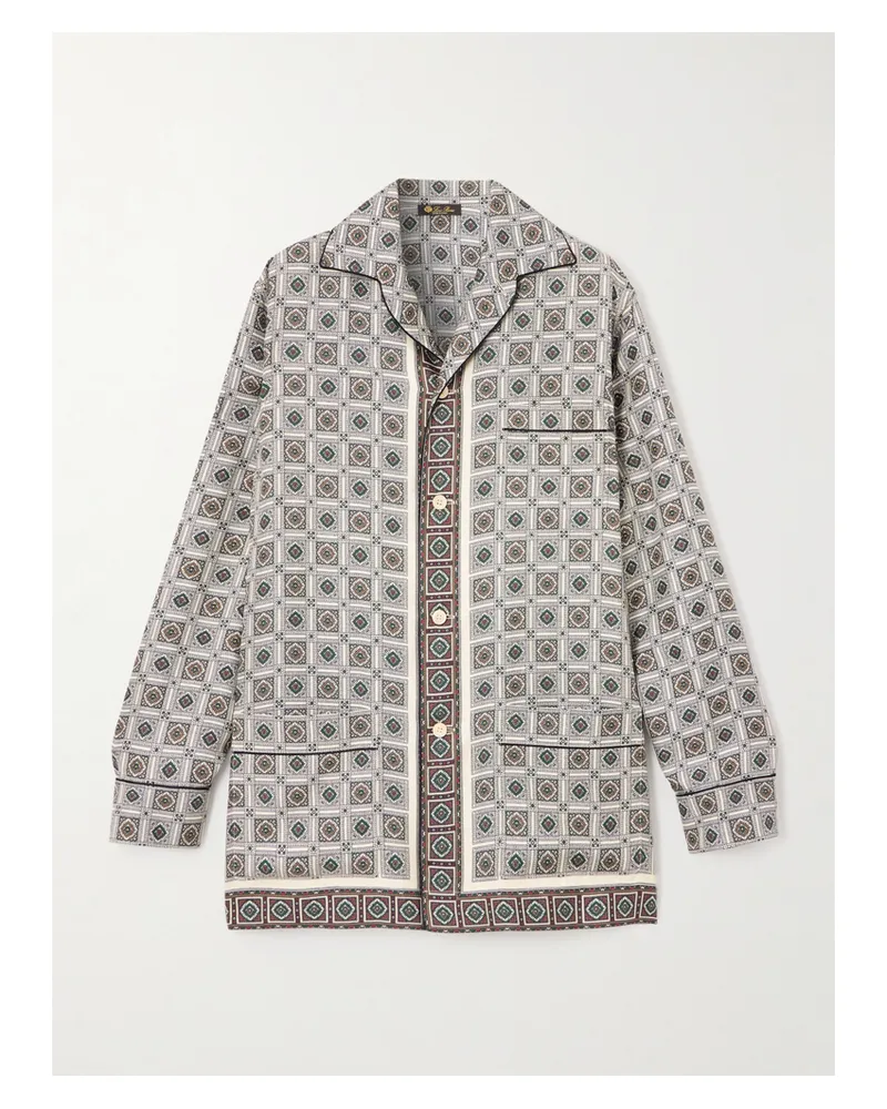 Loro Piana Lian Hemd Aus Bedrucktem Seiden-twill - Grau Grau