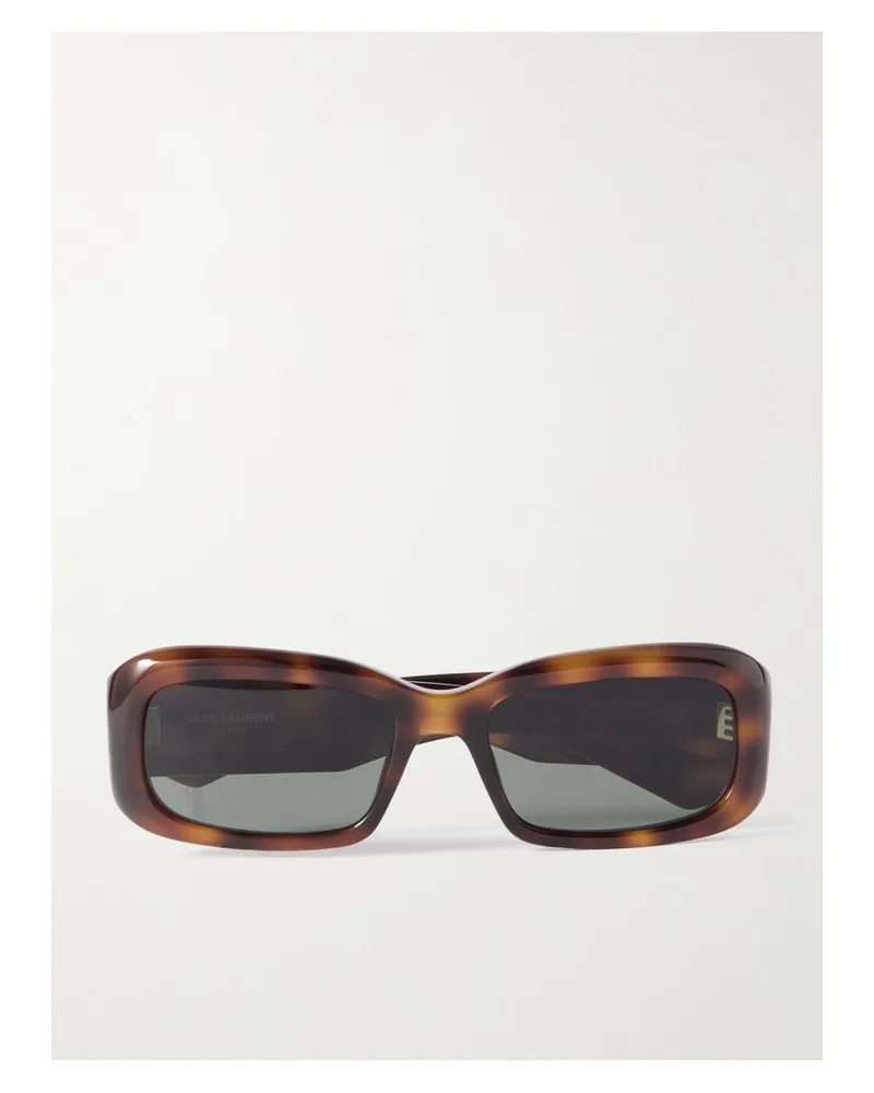 Saint Laurent Sonnenbrille Mit Rechteckigem Rahmen Aus Azetat In Hornoptik Horn