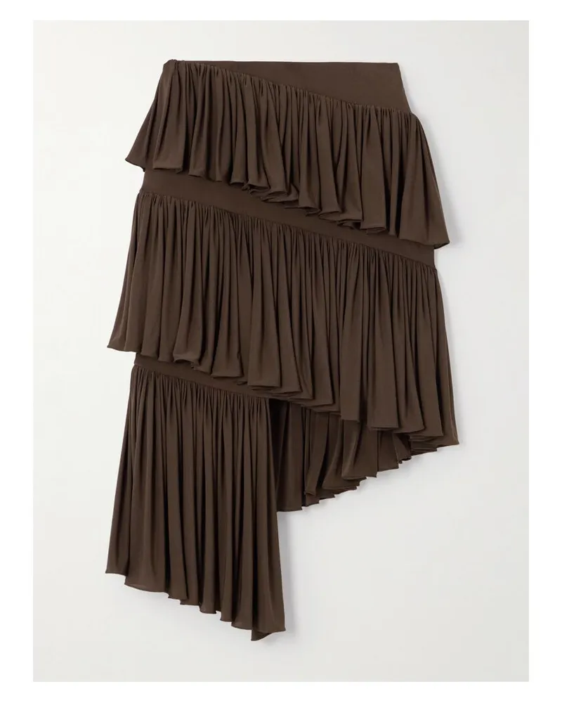 Alaïa Asymmetrischer Minirock Aus Jersey Mit Stufen - Braun Braun