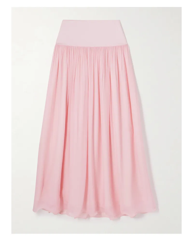 Posse Solene Maxirock Aus Satin Und Chiffon Mit Raffungen - Pink Pink