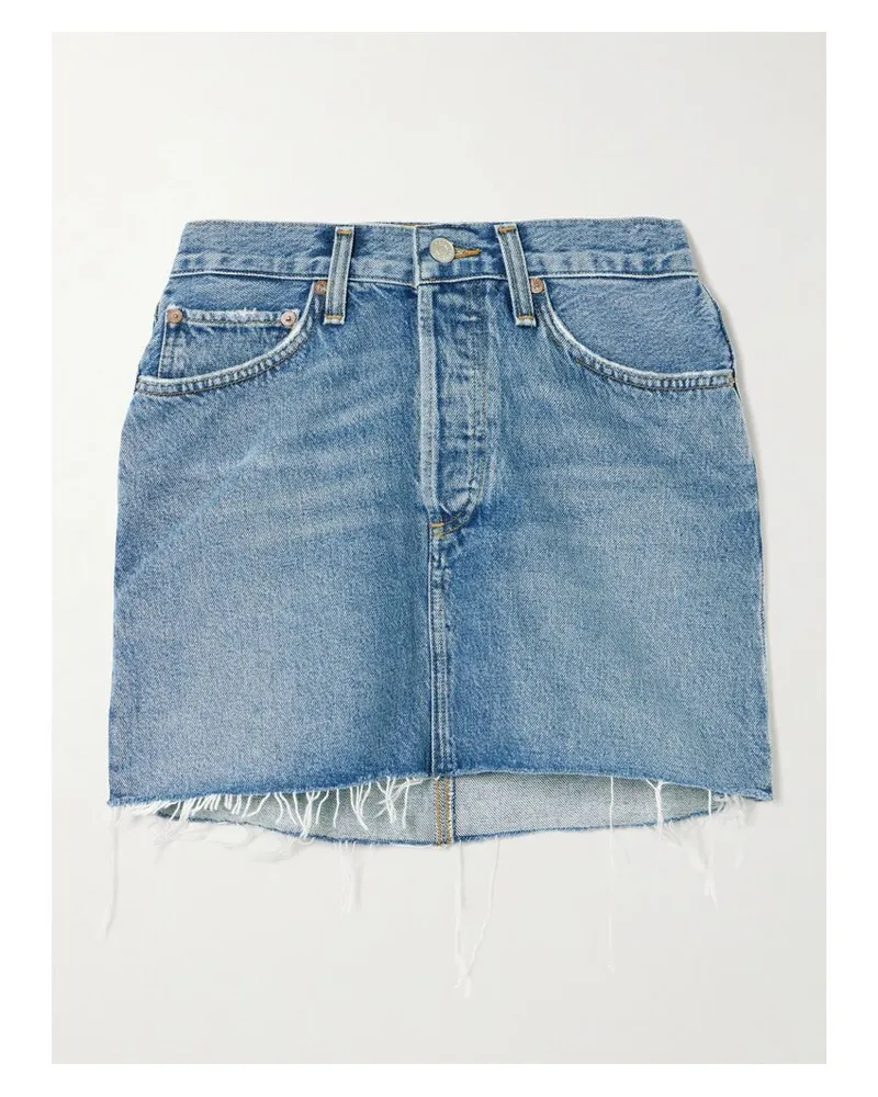 AGOLDE V-waist Mini-jeansrock Mit Fransen - Blau Blau