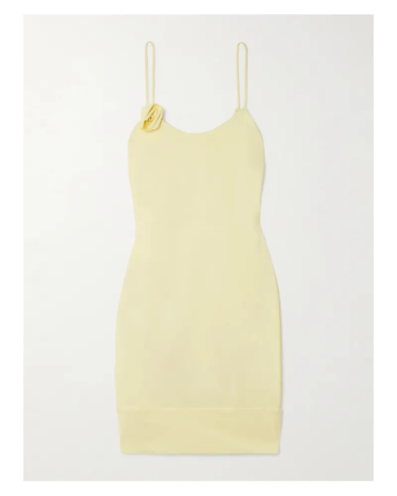 Maygel Coronel Jacinto Appliquéd Stretch-jersey Mini Dress - Yellow Yellow