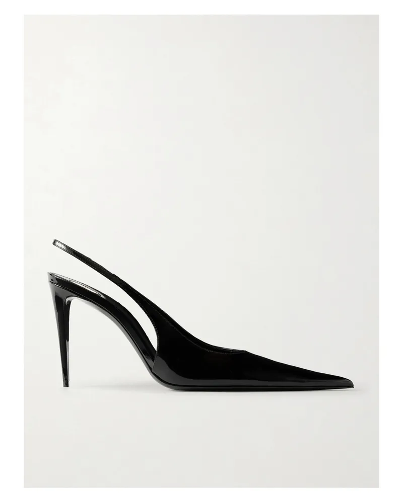 Saint Laurent Guermantes Patent-leather Slingback Pumps - Black Black