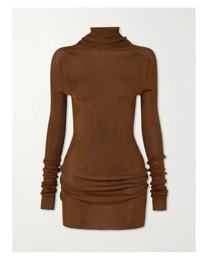 Victoria Beckham Rollkragenoberteil In Rippstrick - Braun Braun