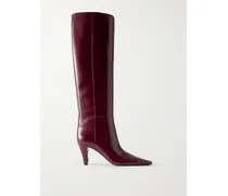 Jill Glossed-leather Knee Boots - Burgundy