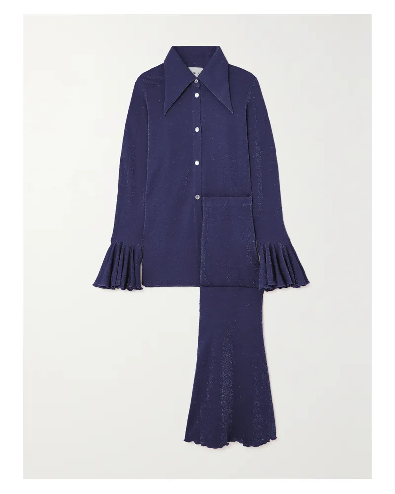 SLEEPER Cosmos Pyjama Aus Metallic-jersey - Blau Blau