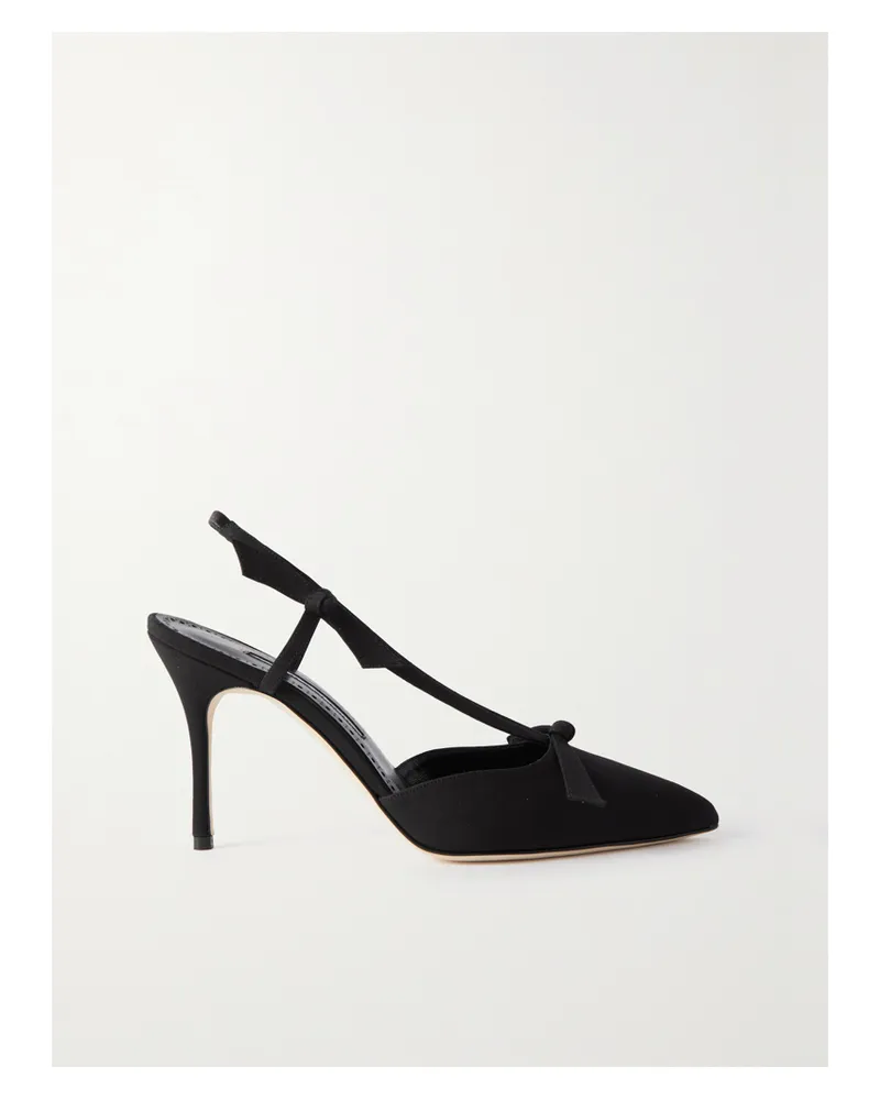 Manolo Blahnik Corintia 90 Slingback-pumps Aus Crêpe De Chine Mit Schleife - Schwarz Schwarz