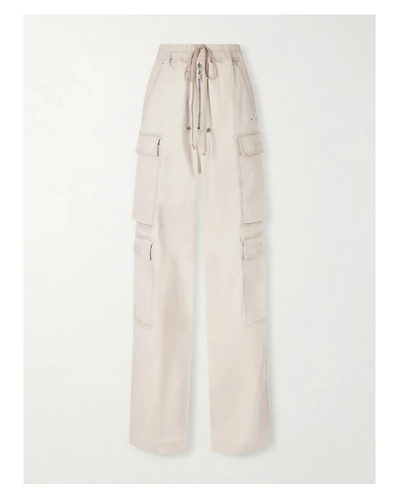 Rick Owens Jumbo Belas Cotton-blend Wide-leg Cargo Pants - Off-white Off-white