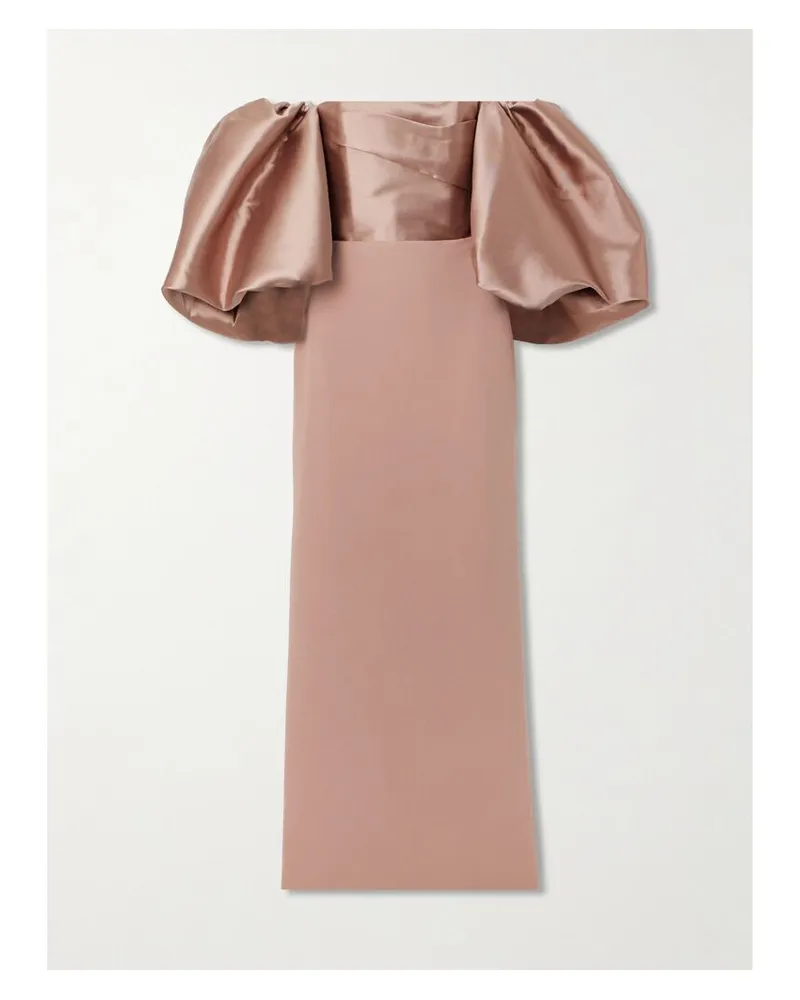 Solace London Floris Schulterfreie Robe Aus Glänzendem Twill Und Crêpe - Neutral Neutral