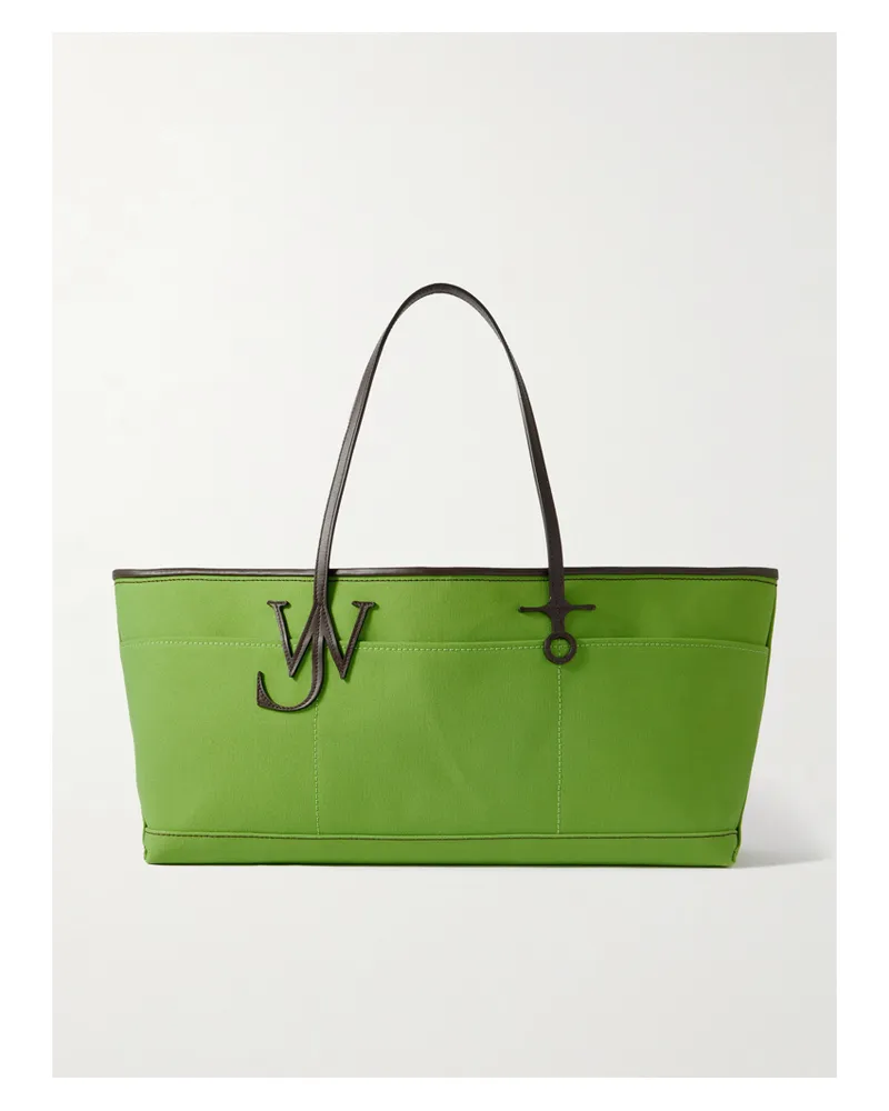 J.W.Anderson Anchor Leather-trimmed Canvas Tote - Green Green