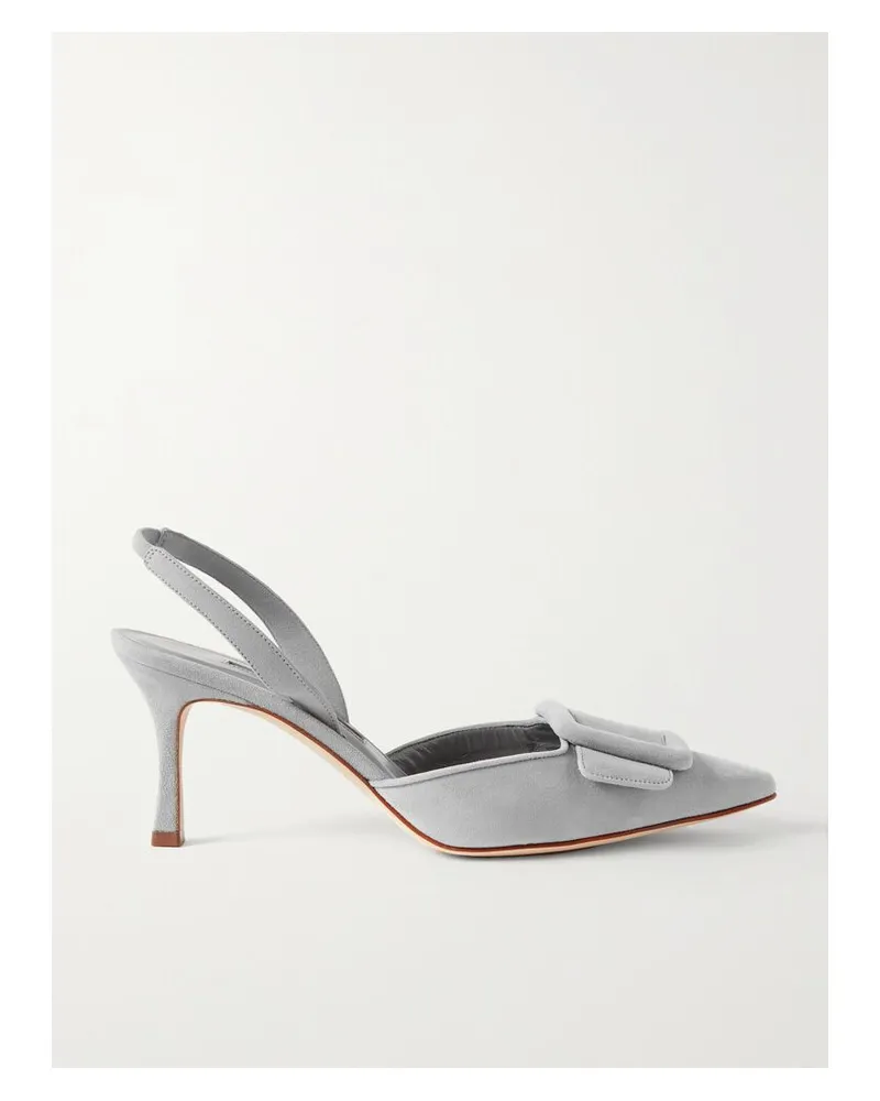 Manolo Blahnik Maysli 70 Slingback-pumps Aus Veloursleder Mit Schnalle - Grau Grau