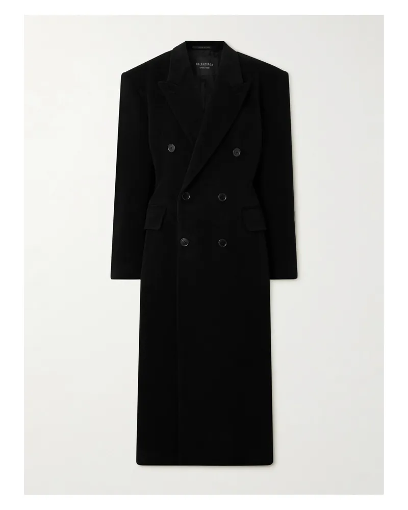 Balenciaga Double-breasted Oversized Cashmere And Wool-blend Coat - Black Black