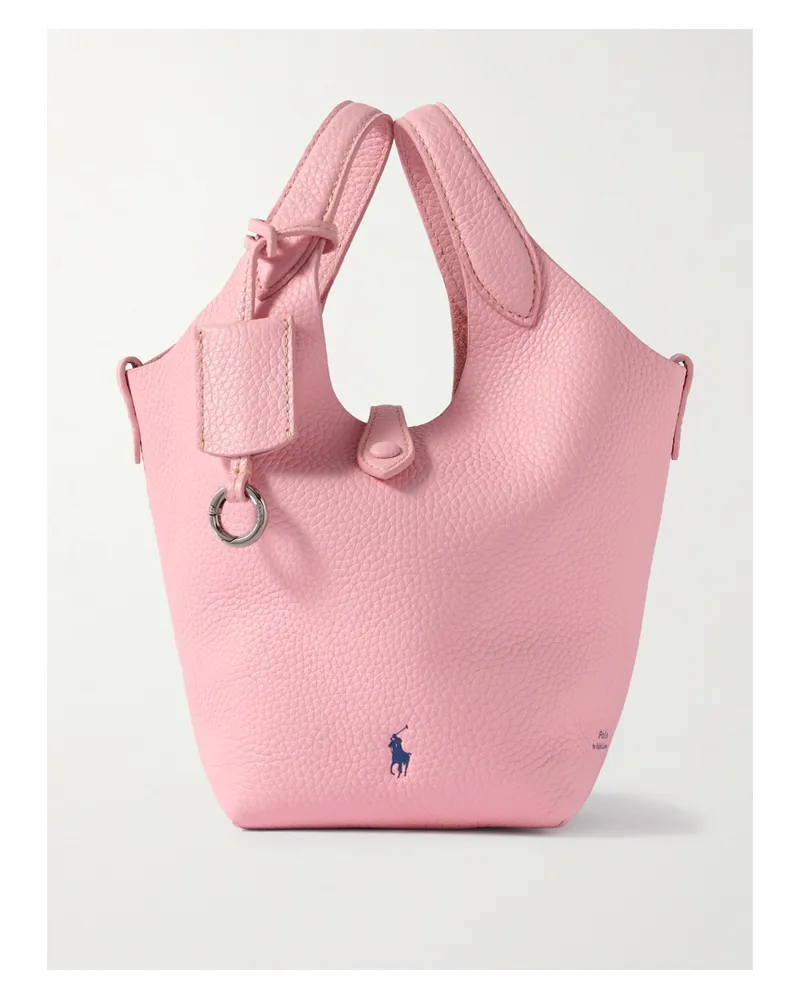 Ralph Lauren Polo Play Logo-embroidered Full-grain Leather Tote - Pink Pink
