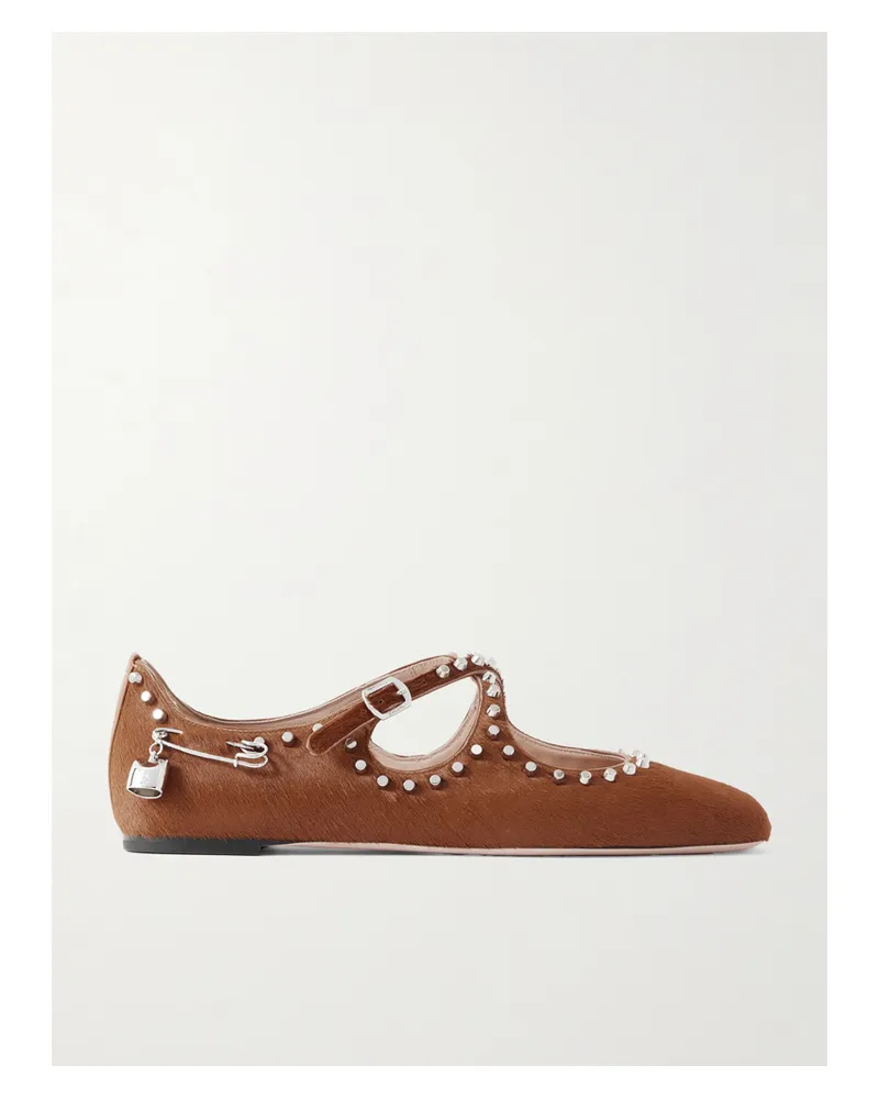 Bally Beliska Flache Schuhe Aus Kalbshaar Mit Nieten Und Verzierungen - Braun Braun
